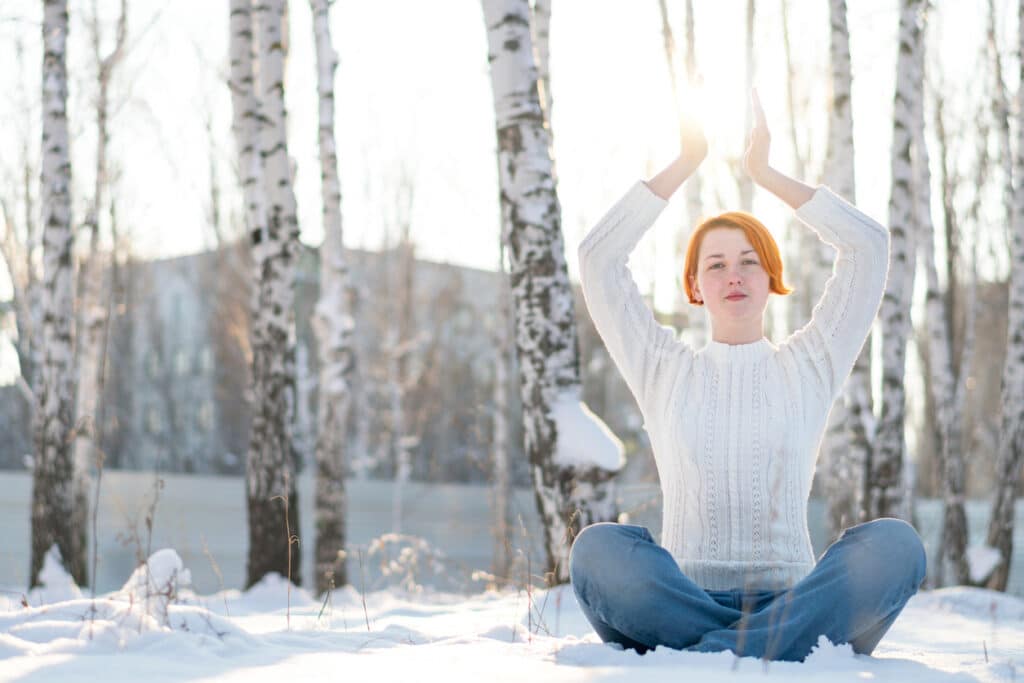 outdoor winter yoga